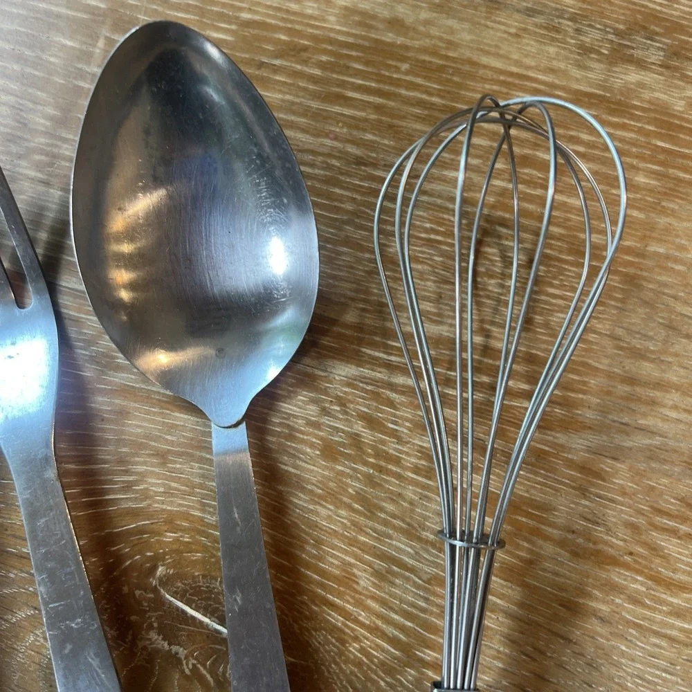 Vintage Vernco Stainless Steel Wood Handle Kitchen Utensils Lot of 5